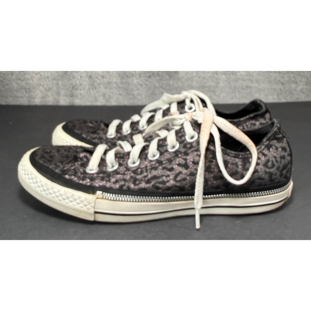 Converse Chuck Taylor Sneakers Womens 7 Black Metallic Leopard Zipper 532454C